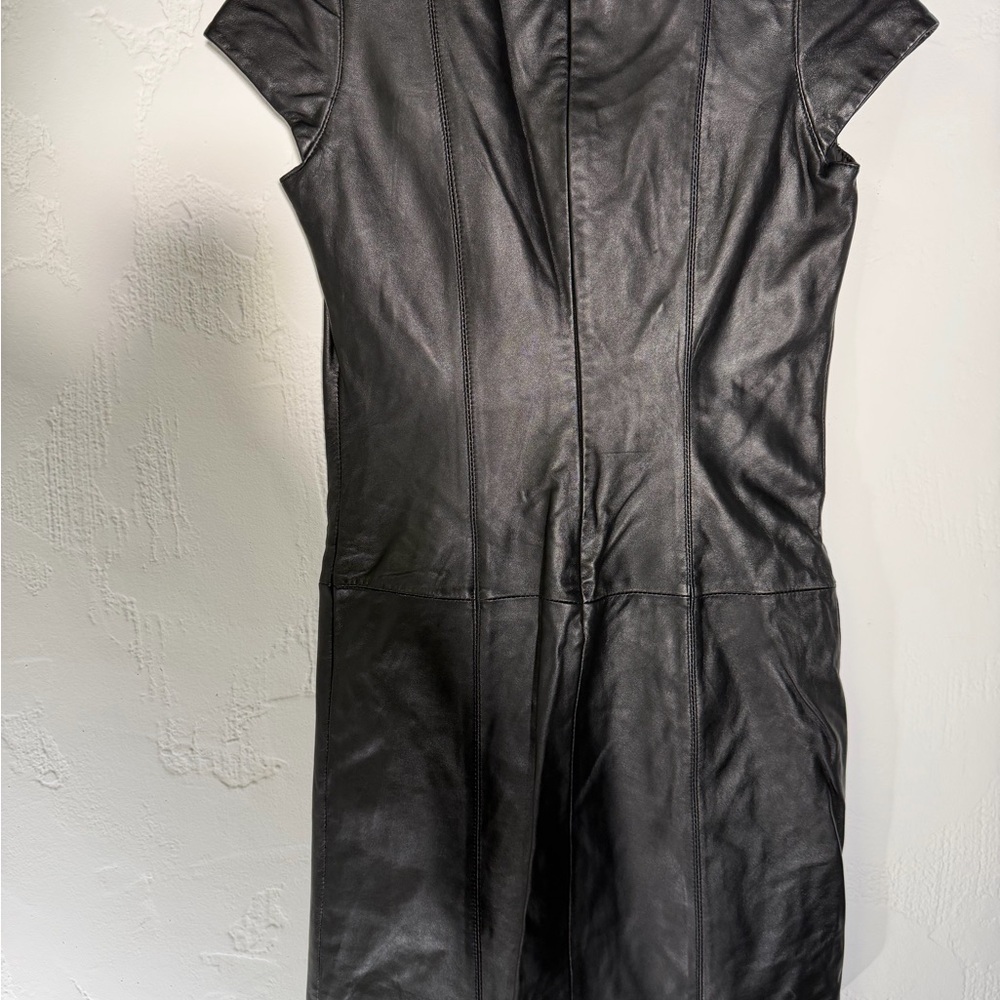 Boston Proper Black Leather Like  Mini Dress - Picture 11 of 15